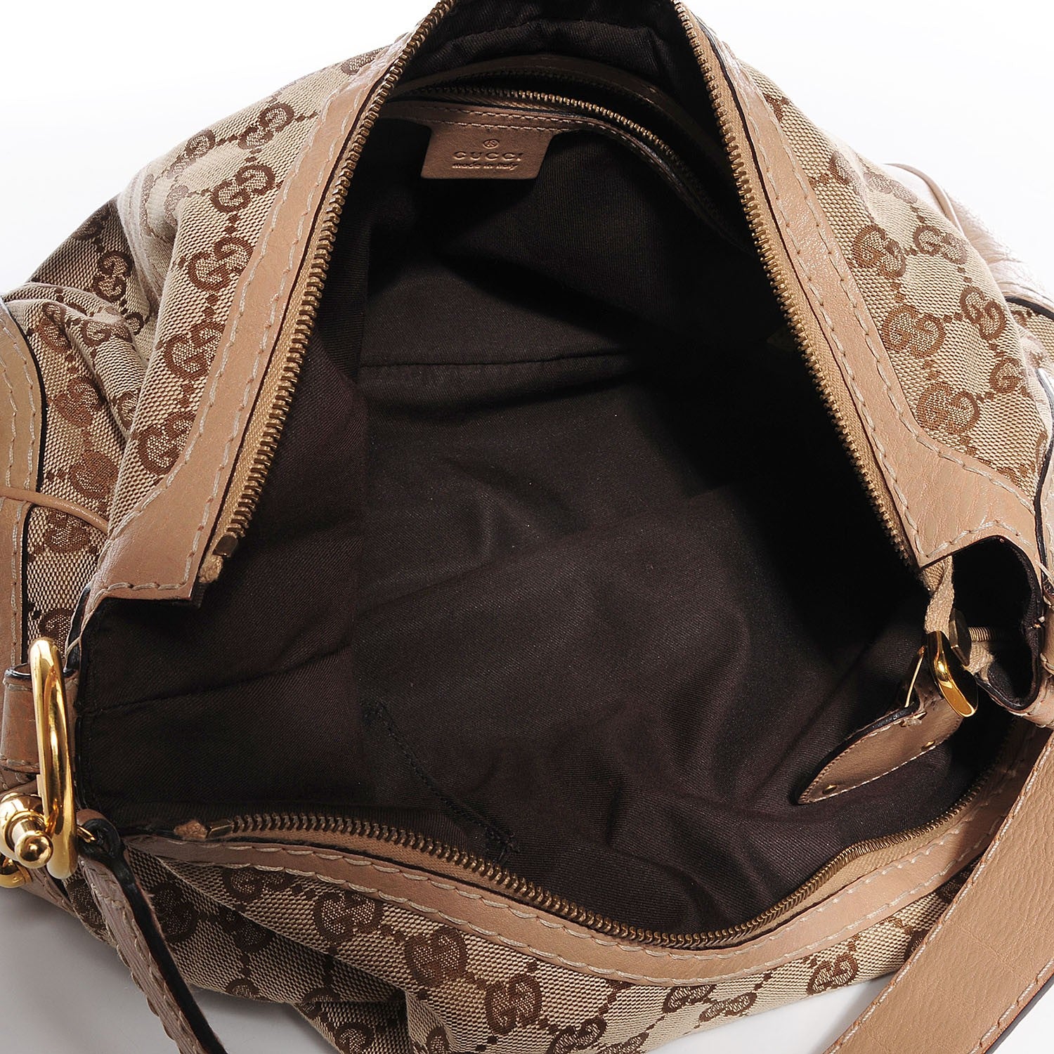 Gucci Monogram Medium Jockey Hobo Beige 5 of 7