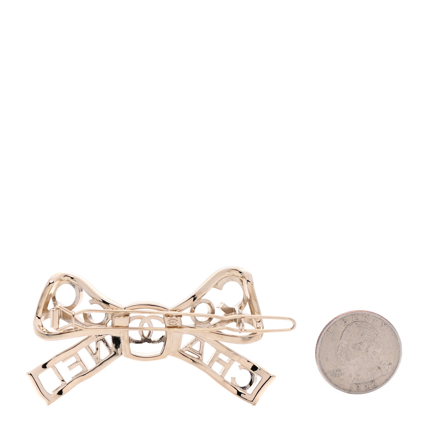 Chanel Metal Crystal Bow-tiful CC Hair Clip Gold 2 of 4
