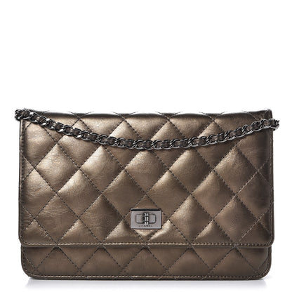 Chanel Metallic Aged Calfskin Quilted Reissue Wallet On Chain WOC Bronze 1 of 8