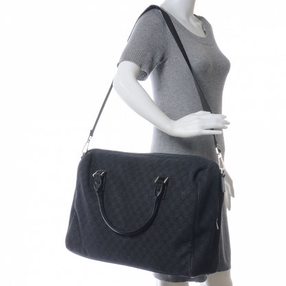 Gucci Denim Monogram Large Carry On Duffle Black 2 of 9