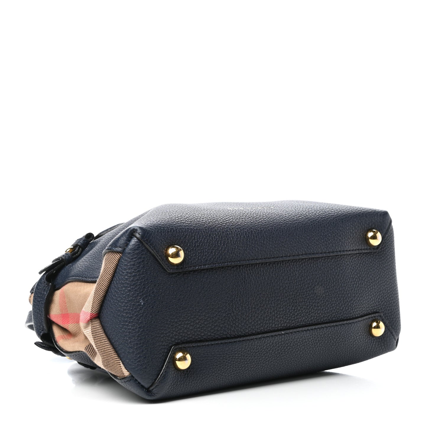 Grainy Calfskin House Check Small Banner Tote Midnight Blue