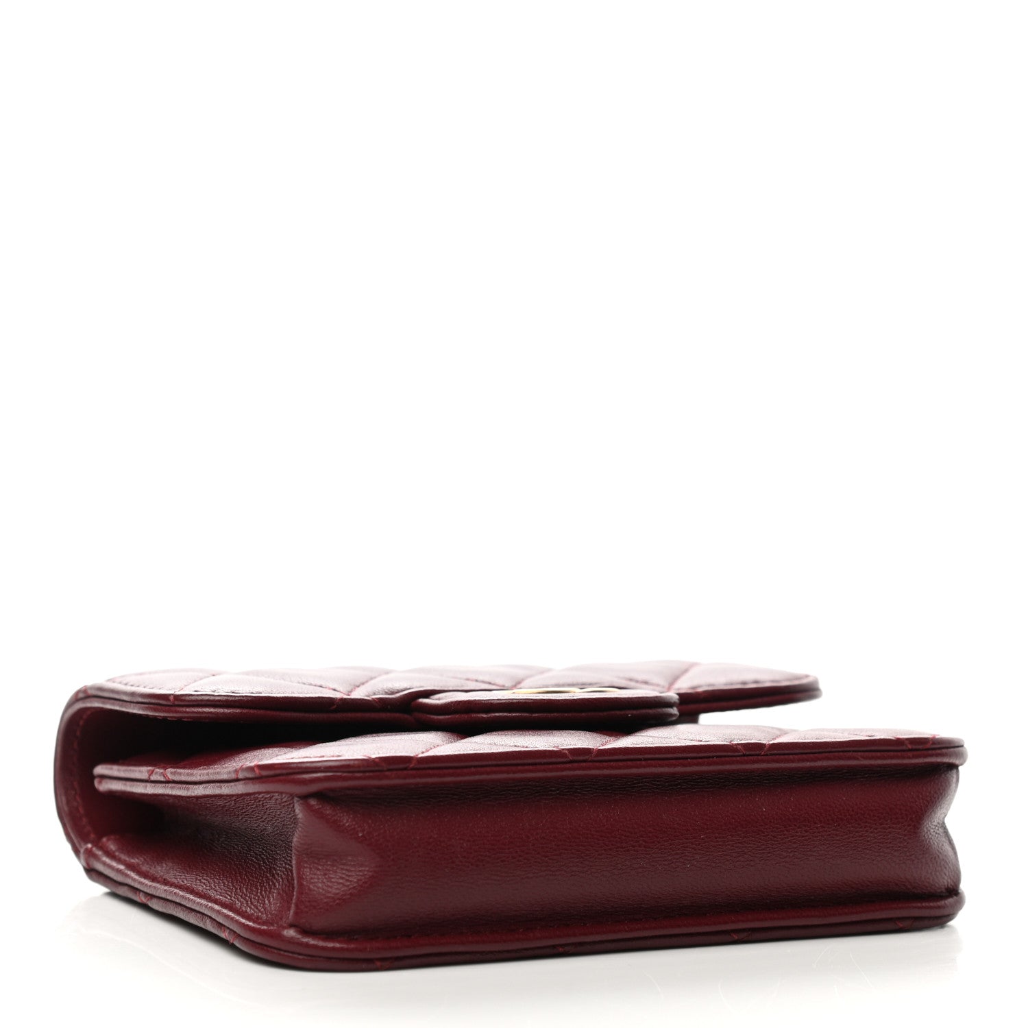 Chanel Lambskin Quilted Top Handle Flap Coin Purse With Chain Burgundy 4 of 12