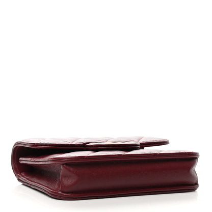 Chanel Lambskin Quilted Top Handle Flap Coin Purse With Chain Burgundy 4 of 12