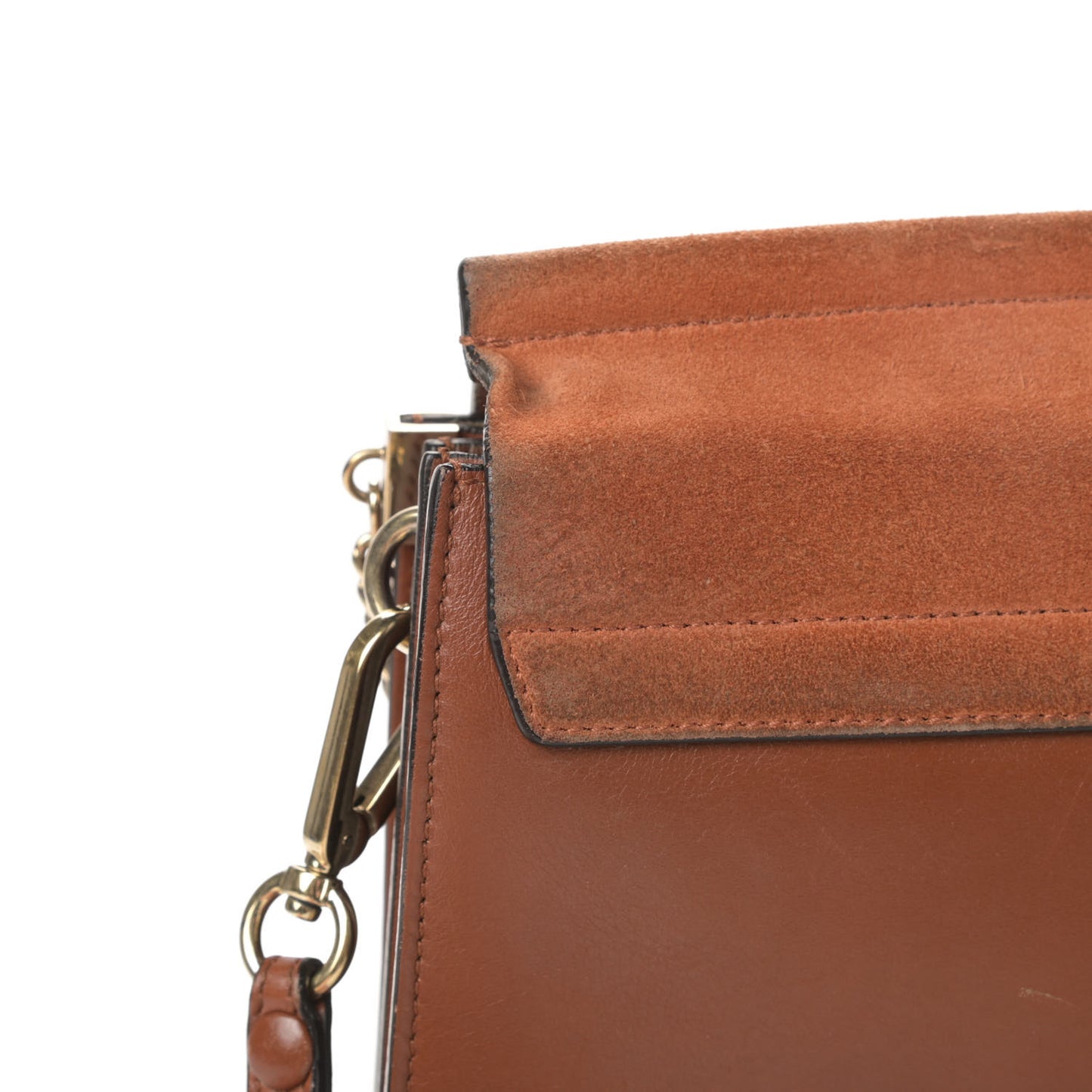 Suede Calfskin Medium Faye Shoulder Bag Tobacco