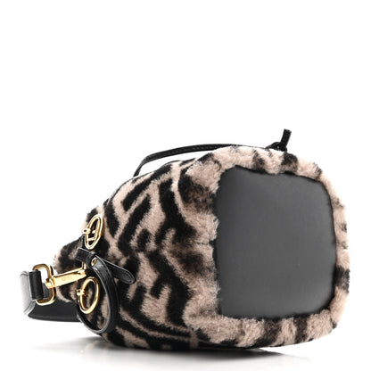 Fendi Shearling F is Fendi Macro FF 1974 Diagonal Mini Mon Tresor Bucket Bag Dove Black 5 of 12