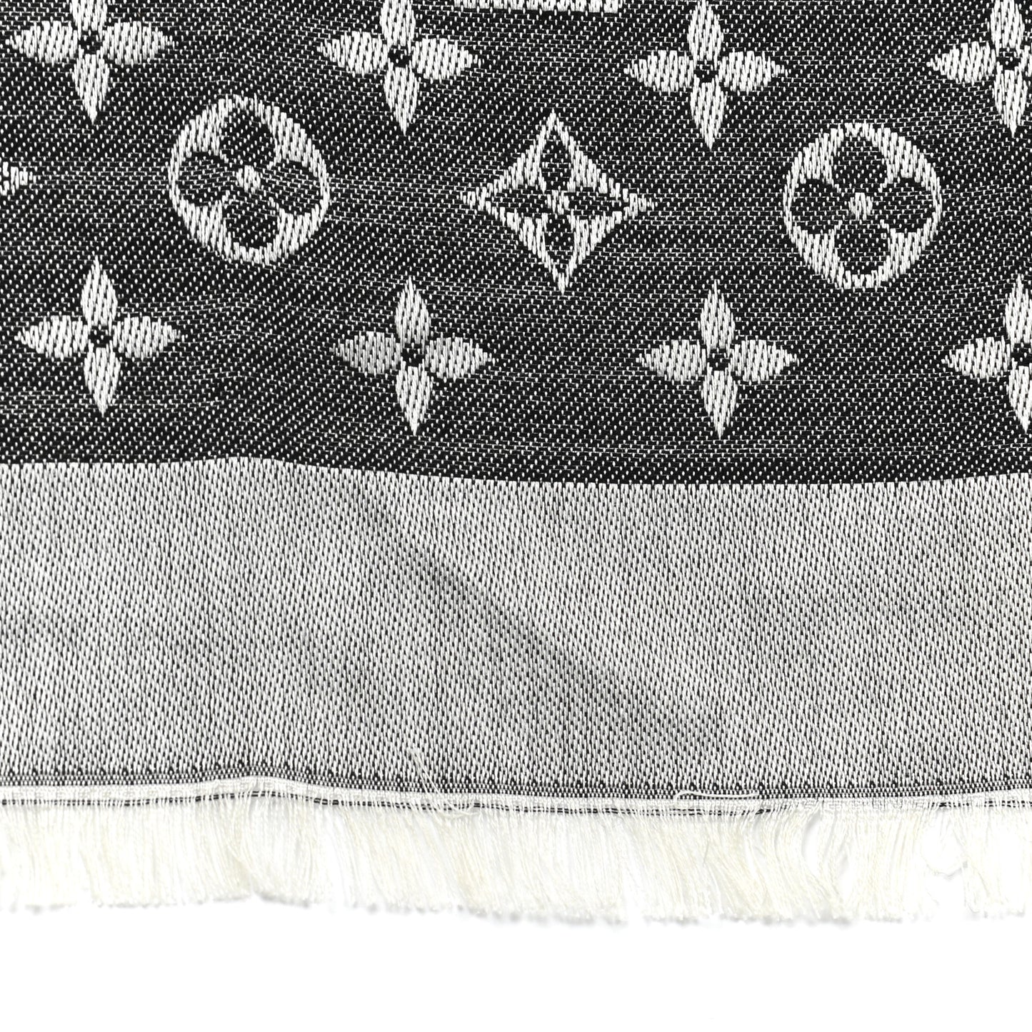 Silk Wool Monogram Denim Shawl Black