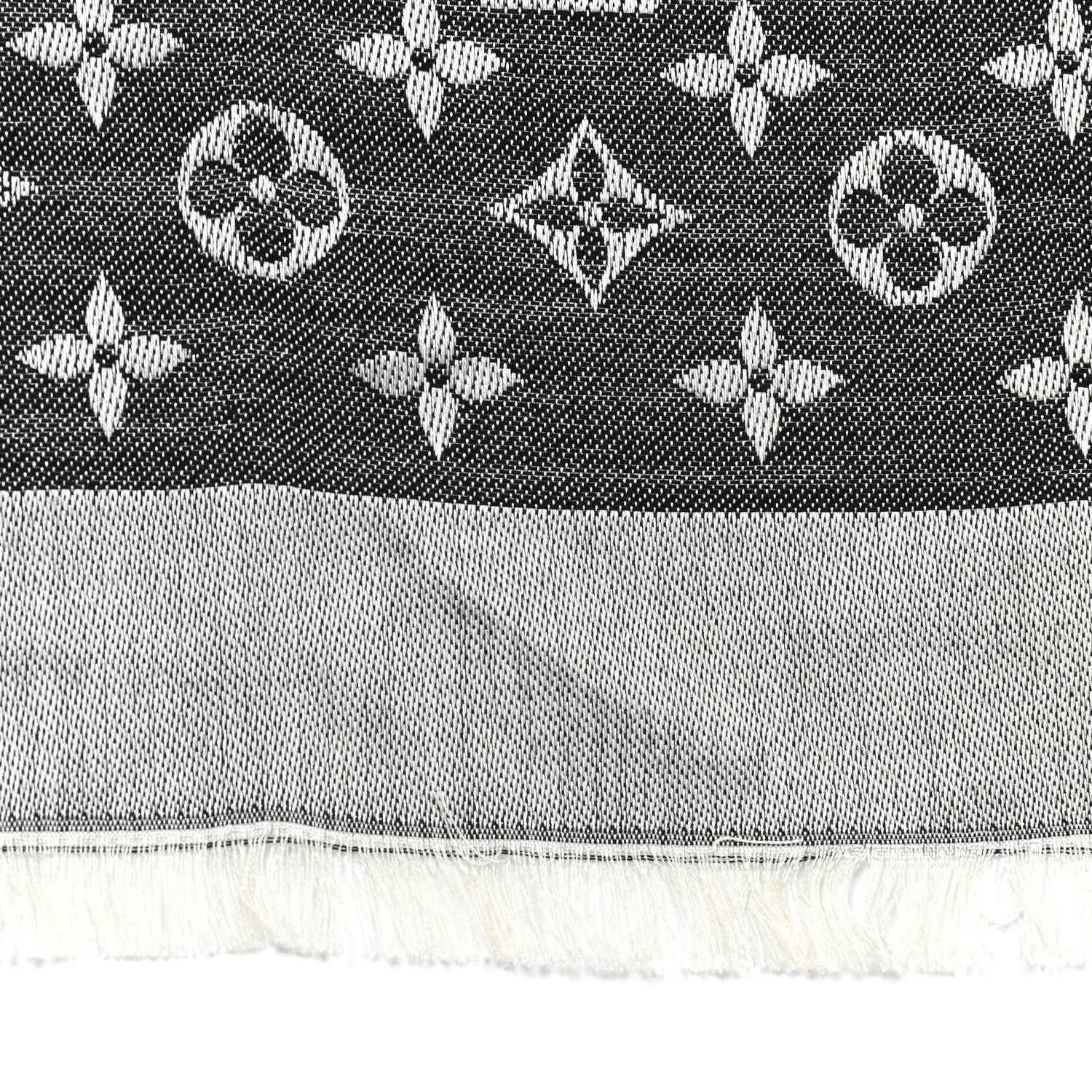 Louis Vuitton Silk Wool Monogram Denim Shawl Black 3 of 6