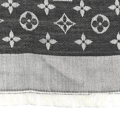 Louis Vuitton Silk Wool Monogram Denim Shawl Black 3 of 6