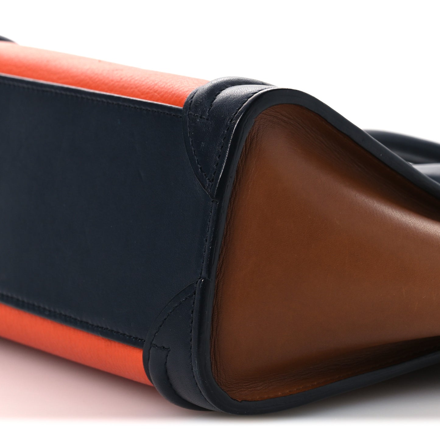 Elephant Calfskin Nano Tri-Color Luggage Bright Orange