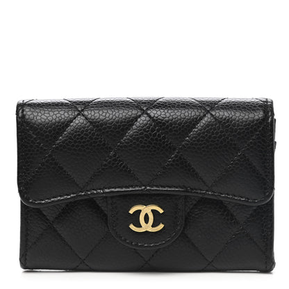 Chanel Caviar Quilted Flap Card Holder Wallet Black 1 of 8