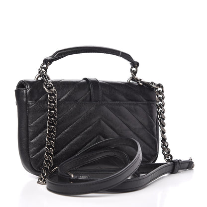 Saint Laurent Sheepskin Matelasse Chevron Monogram College Chain Wallet Black 3 of 8