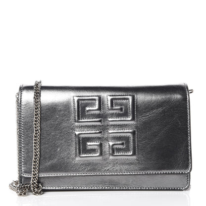 Givenchy Metallic Lambskin Emblem Chain Wallet Silver 1 of 8