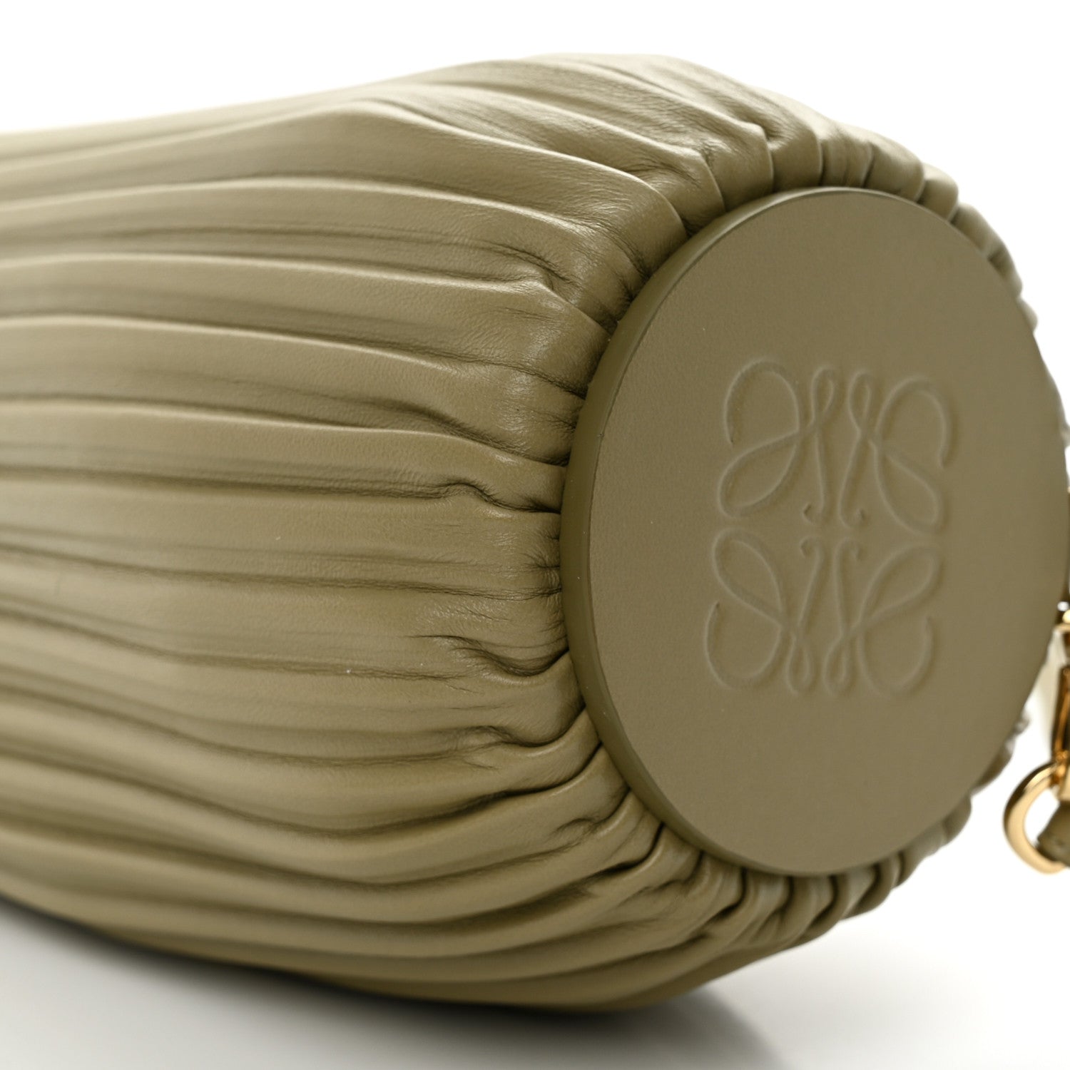 Loewe Lambskin Pleated Bracelet Pouch Shoulder Bag Clay Green 9 of 10