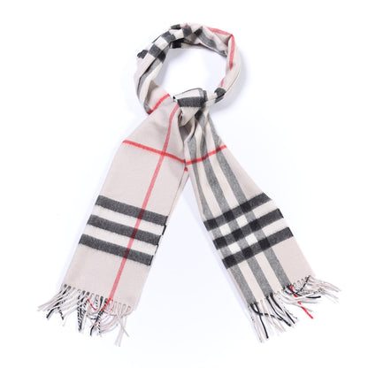Burberry Cashmere Classic Check Fringe Scarf Stone 2 of 4
