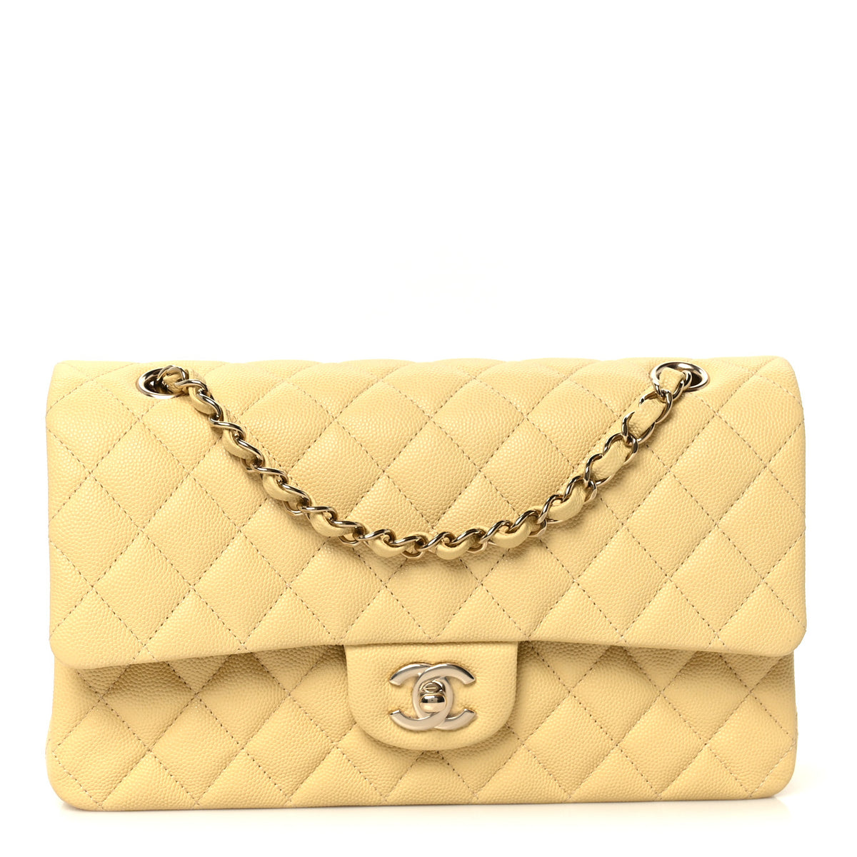 Chanel Caviar Quilted Medium Double Flap Light Yellow 1 of 10