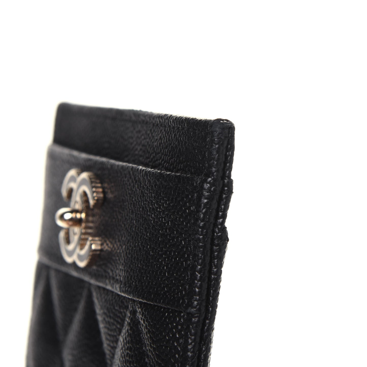 Caviar Quilted Vintage Mademoiselle Card Holder Black