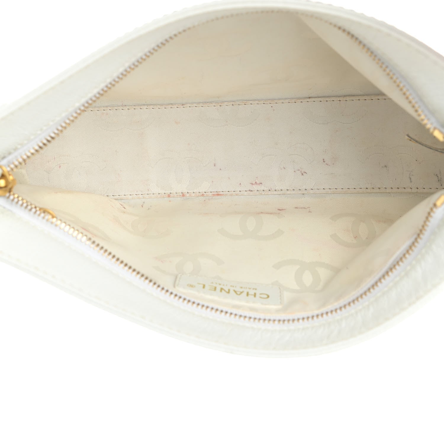 Chanel Caviar Resin CC Zip Clutch White 5 of 8