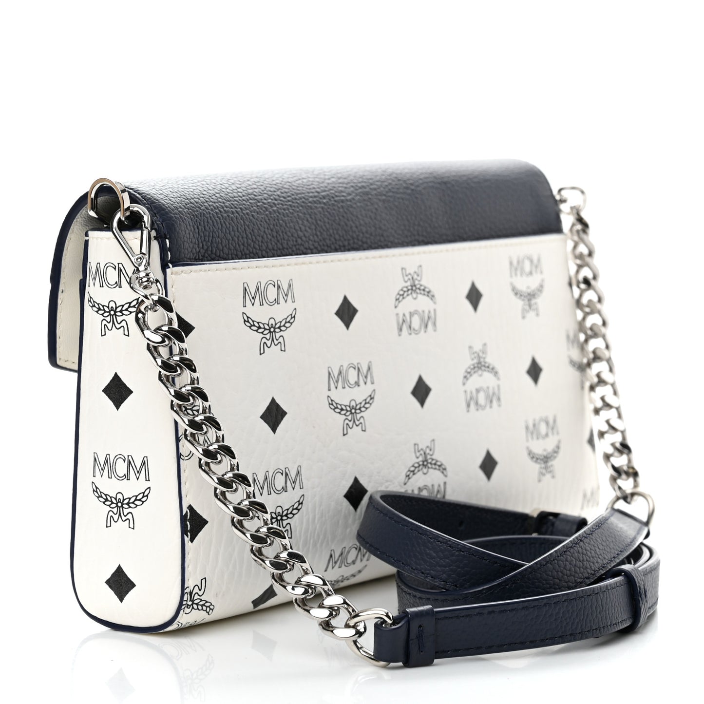 Calfskin Visetos Monogram Medium Millie Color Block Crossbody Bag White Mood Indigo