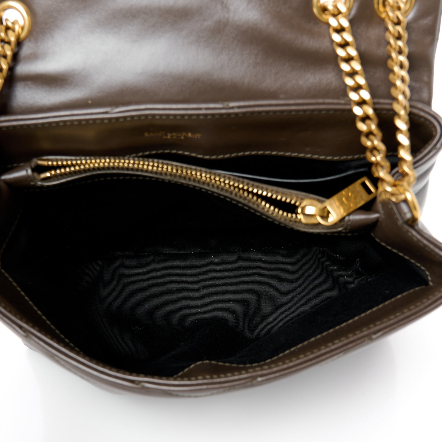 Calfskin Y Quilted Monogram Small Loulou Chain Satchel Soil Brown