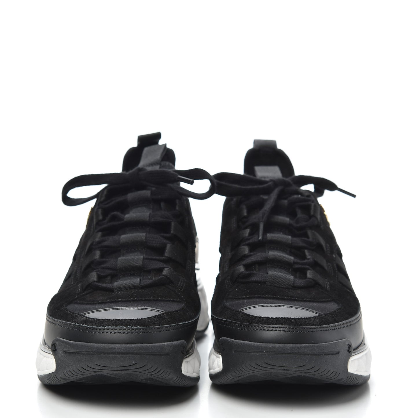 Fabric Calfskin Suede CC Sneakers 37.5 Black