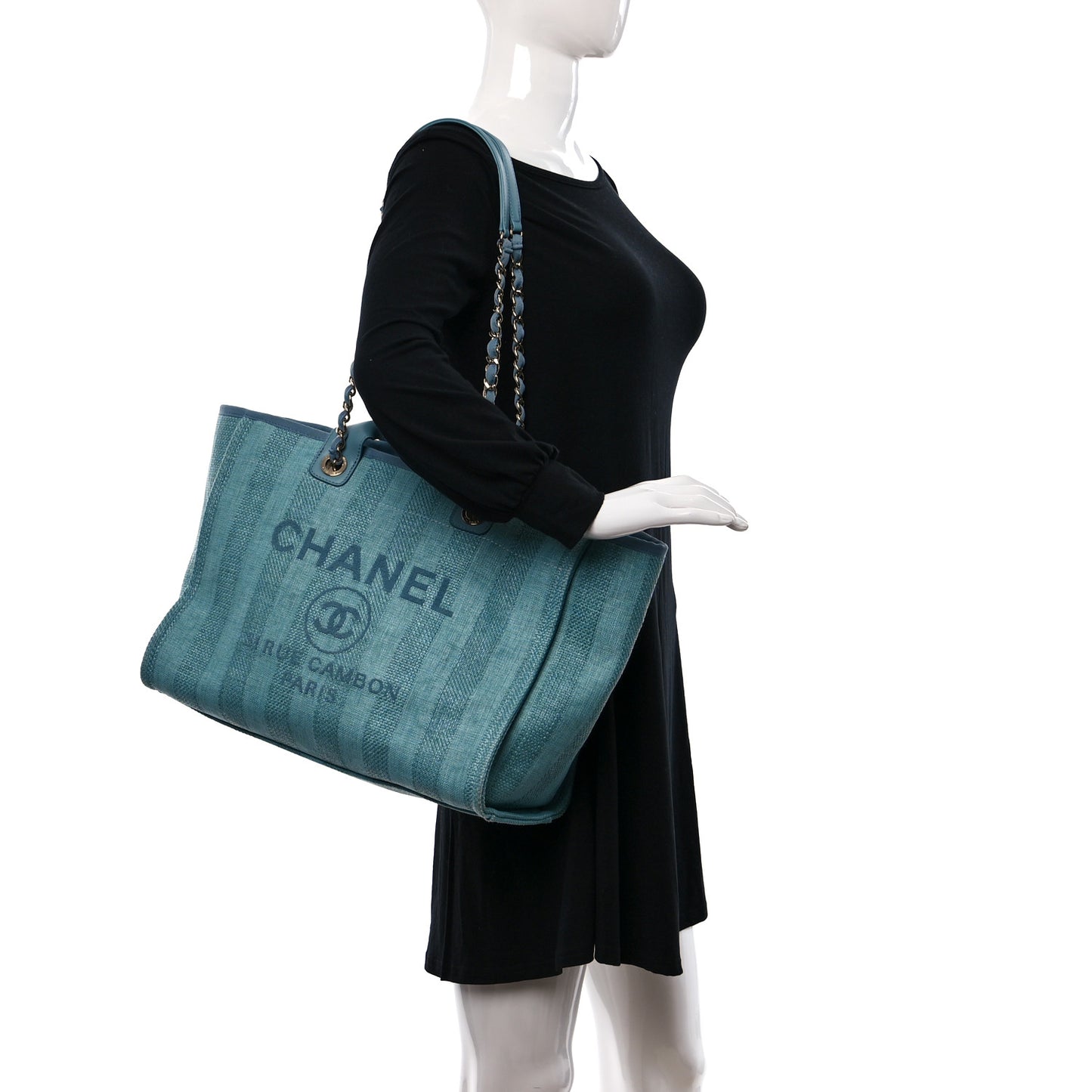 Mixed Fibers Striped Medium Deauville Tote Blue