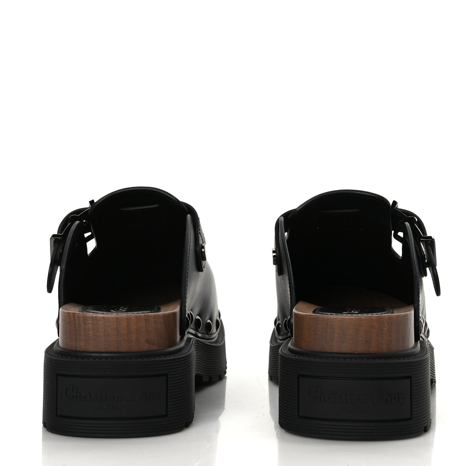 Christian Dior Calfskin Diorquake Buckled Lug Sole 15mm Clogs 39 Black 5 of 8