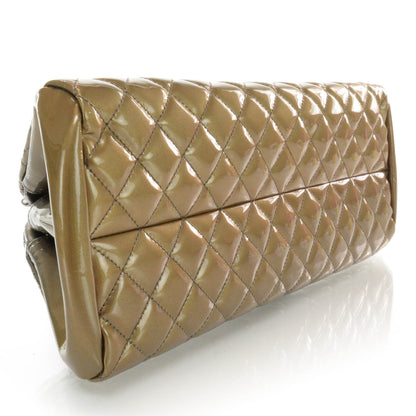 Chanel Metallic Patent Quilted Medium Just Mademoiselle Bowling Bag Gold Degrade 4 of 10