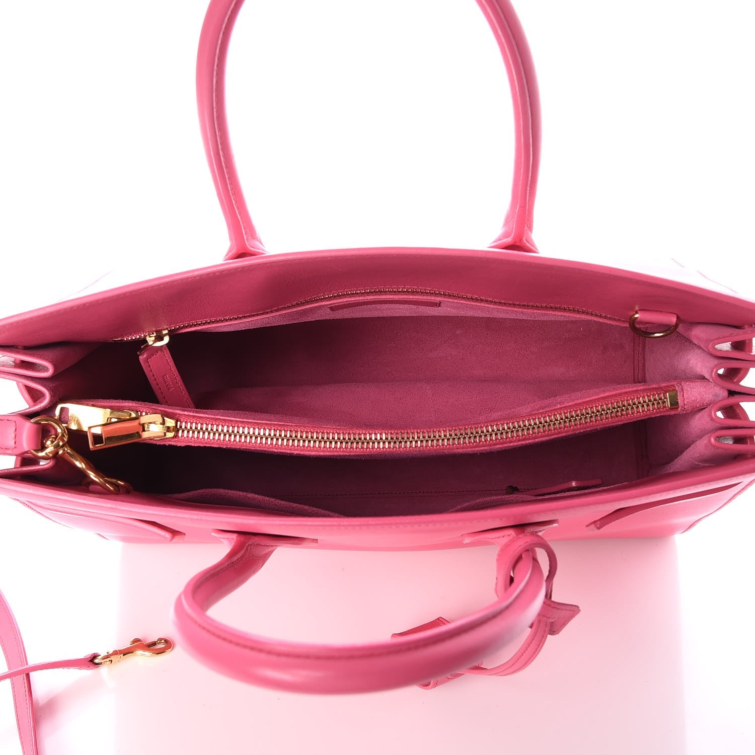 Saint Laurent Calfskin Small Sac De Jour Lipstick Fuchsia 8 of 8