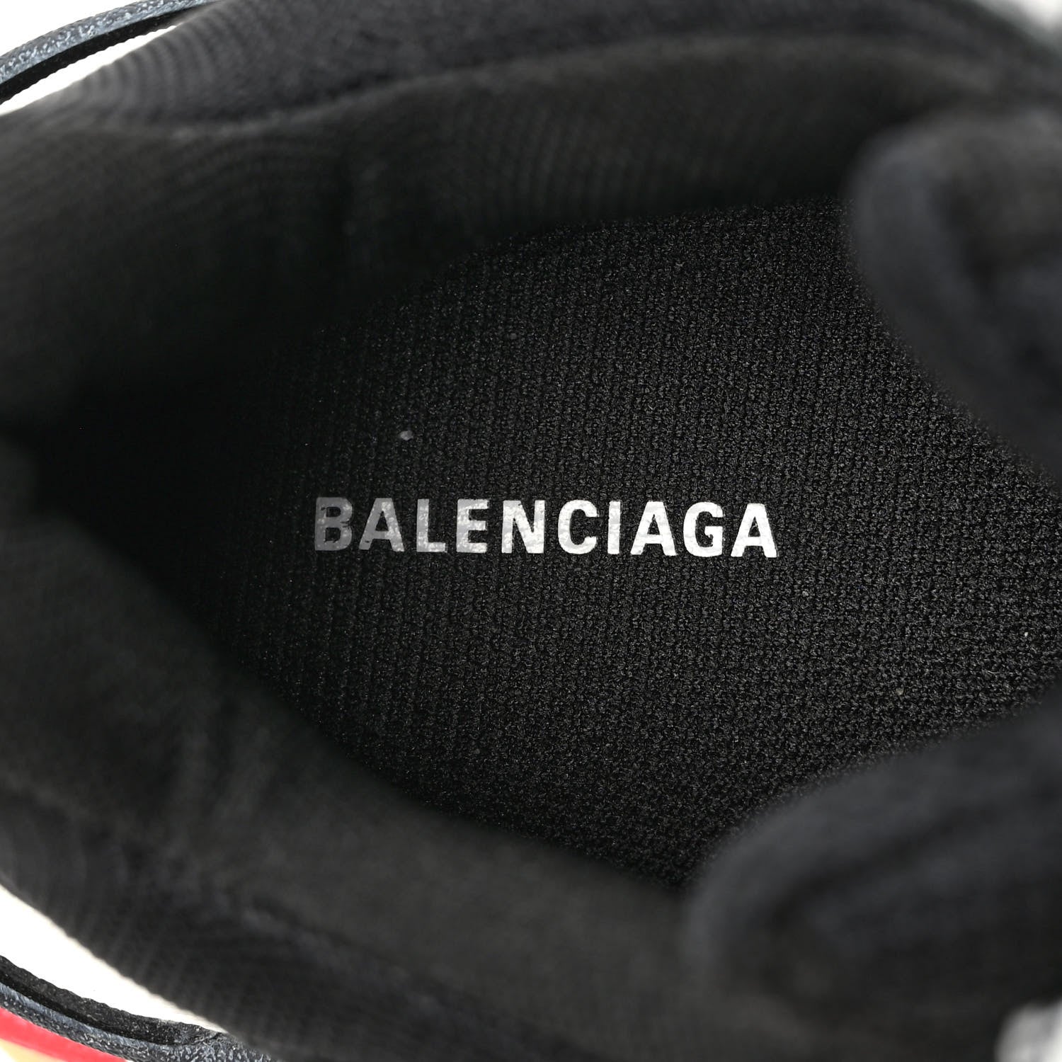 Balenciaga Fabric Mesh Washed Effect Womens Triple S Sneakers 35 Black Red 8 of 9
