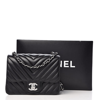 Chanel Lambskin Chevron Quilted Mini Square Flap Black 11 of 11