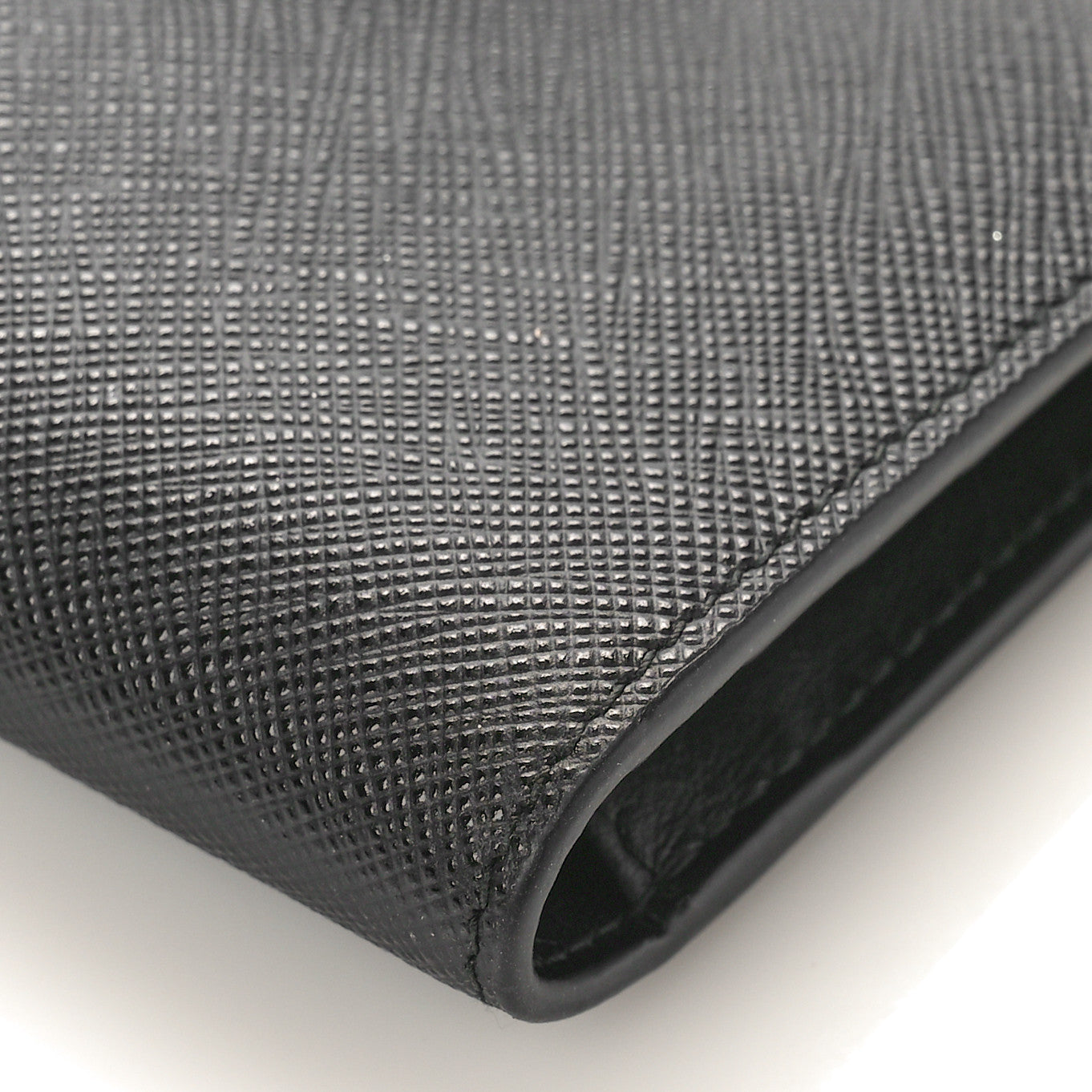 Saffiano Small Triangle Bi-Fold Tab Wallet Black