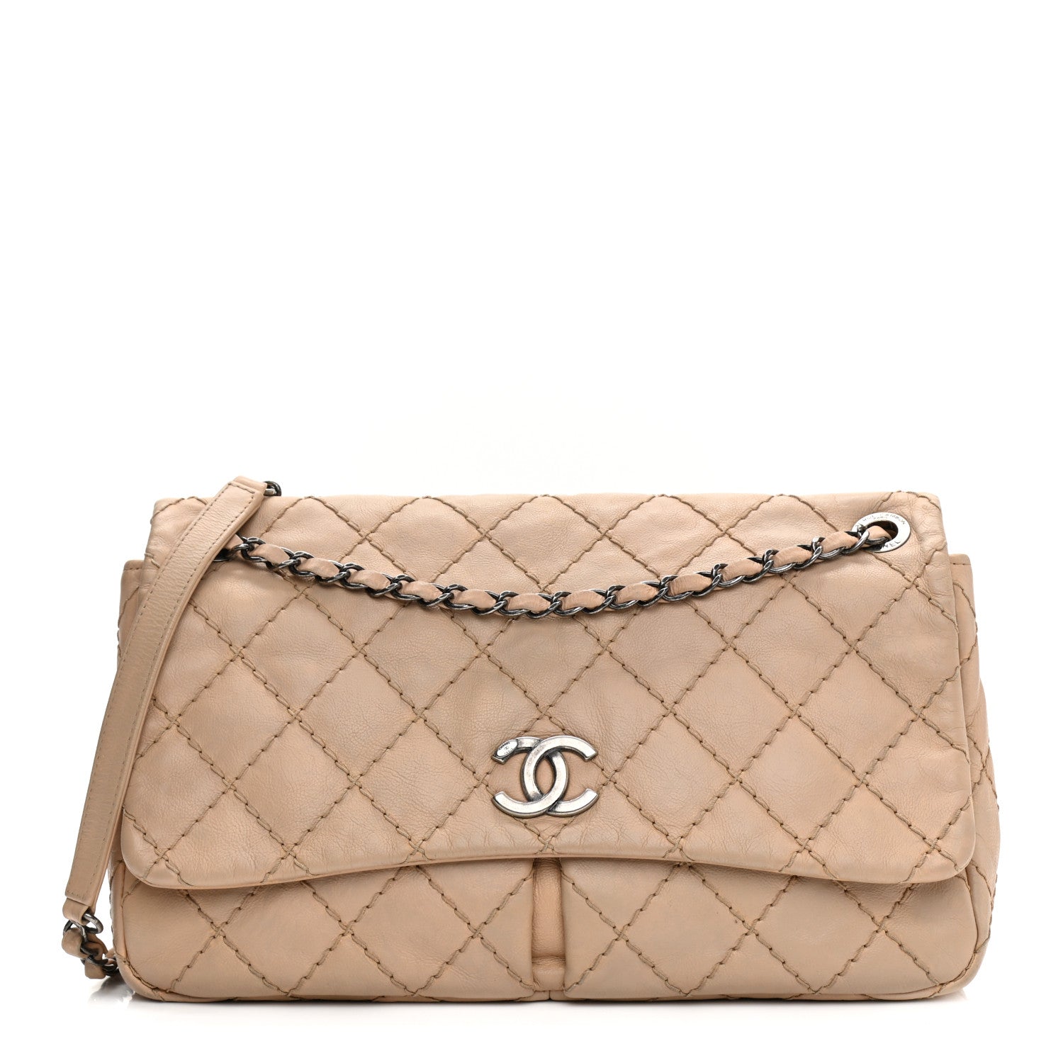 Chanel Grained Calfskin Medium Natural Beauty Flap Beige 1 of 13