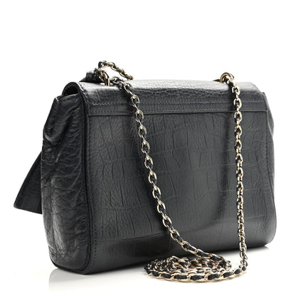 Mulberry Nappa Crocodile Embossed Small Lily Flap Midnight Blue 3 of 11