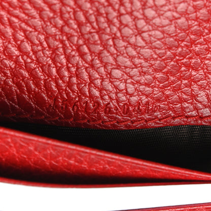 Gucci Pebbled Calfskin GG Marmont Card Case Hibiscus Red 7 of 10