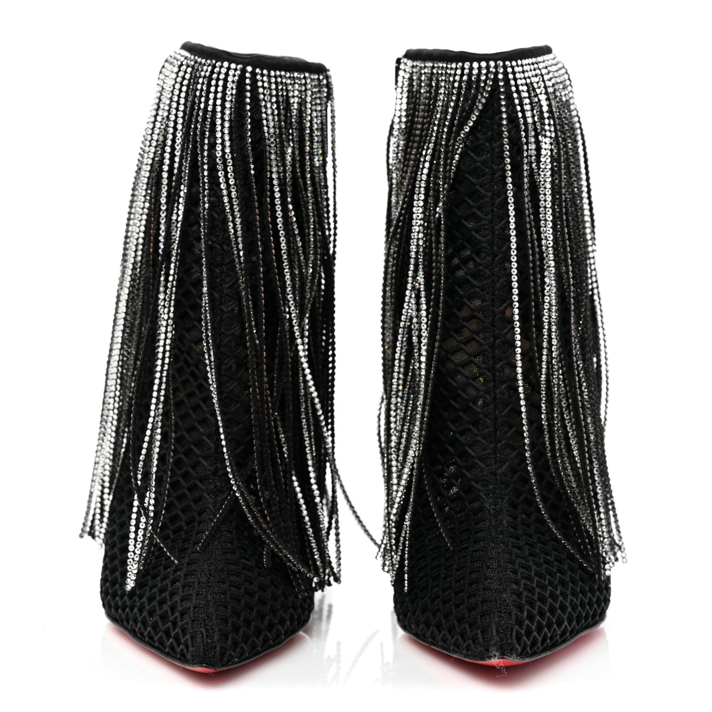 Calfskin Strass Fringe Courtain 100 Booties 37 Black