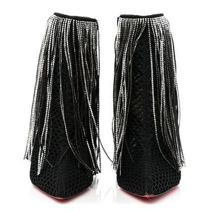 Christian Louboutin Calfskin Strass Fringe Courtain 100 Booties 37 Black 2 of 8
