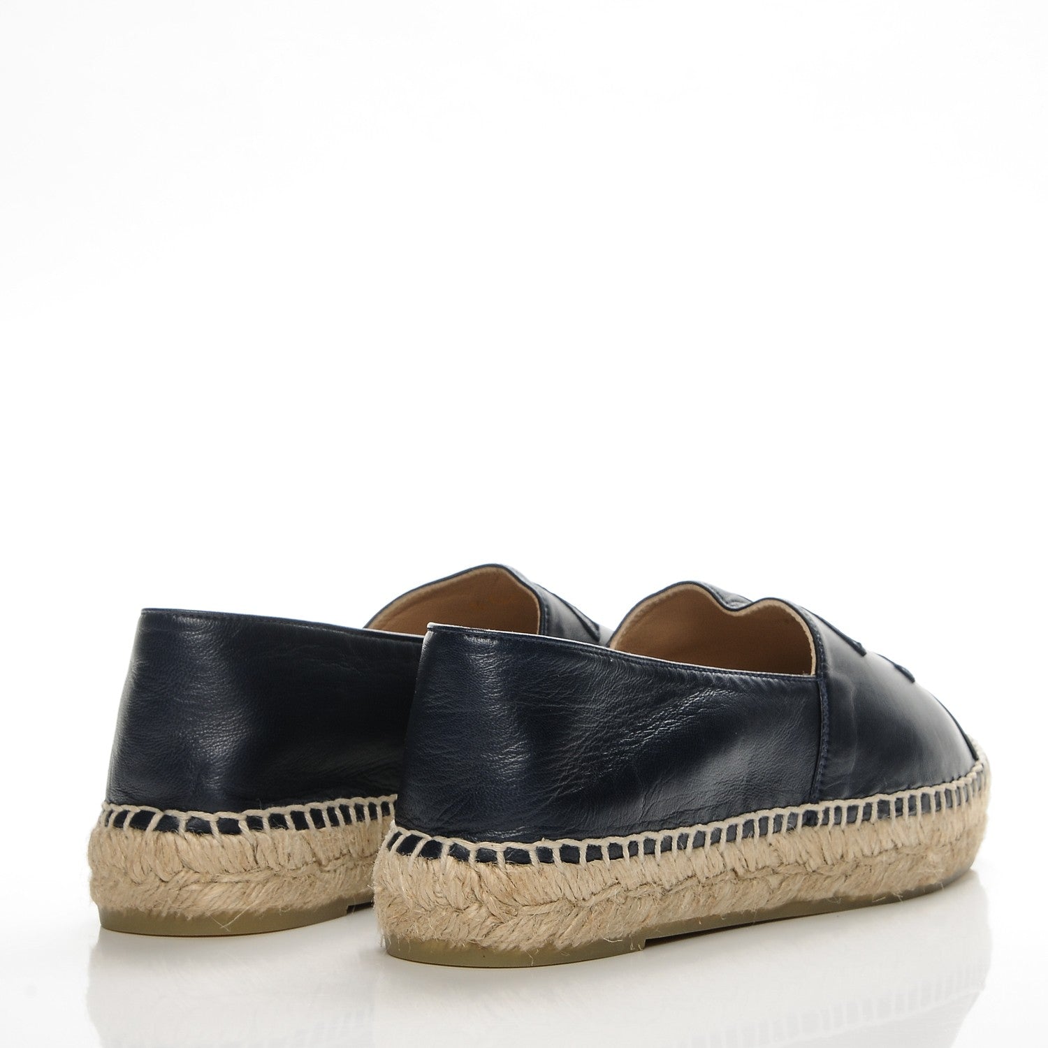 Chanel Lambskin CC Espadrilles 38 Black Navy 4 of 9