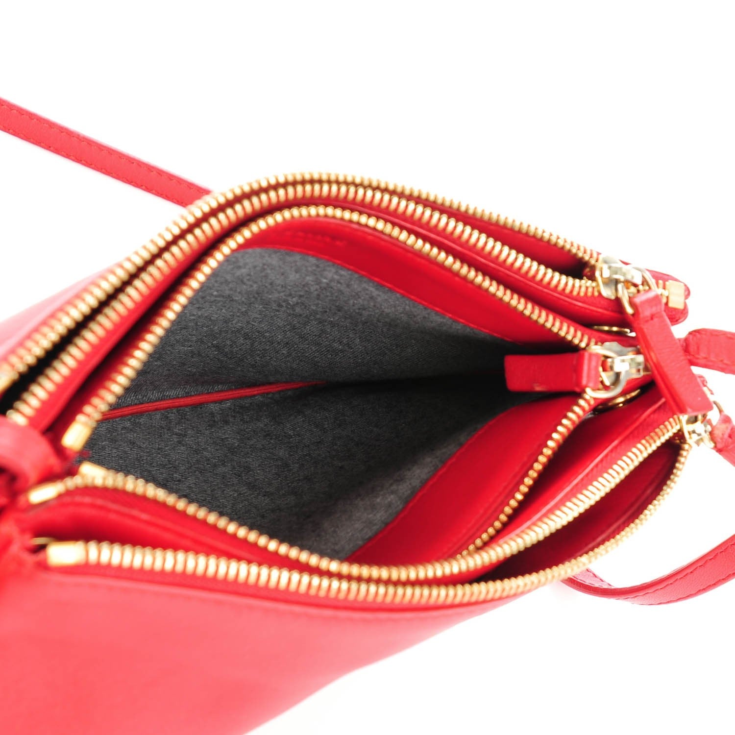 Celine Lambskin Small Trio Crossbody Bag Red 5 of 7