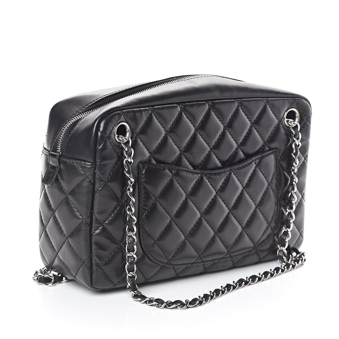 Lambskin Quilted Medium Camera Case Black
