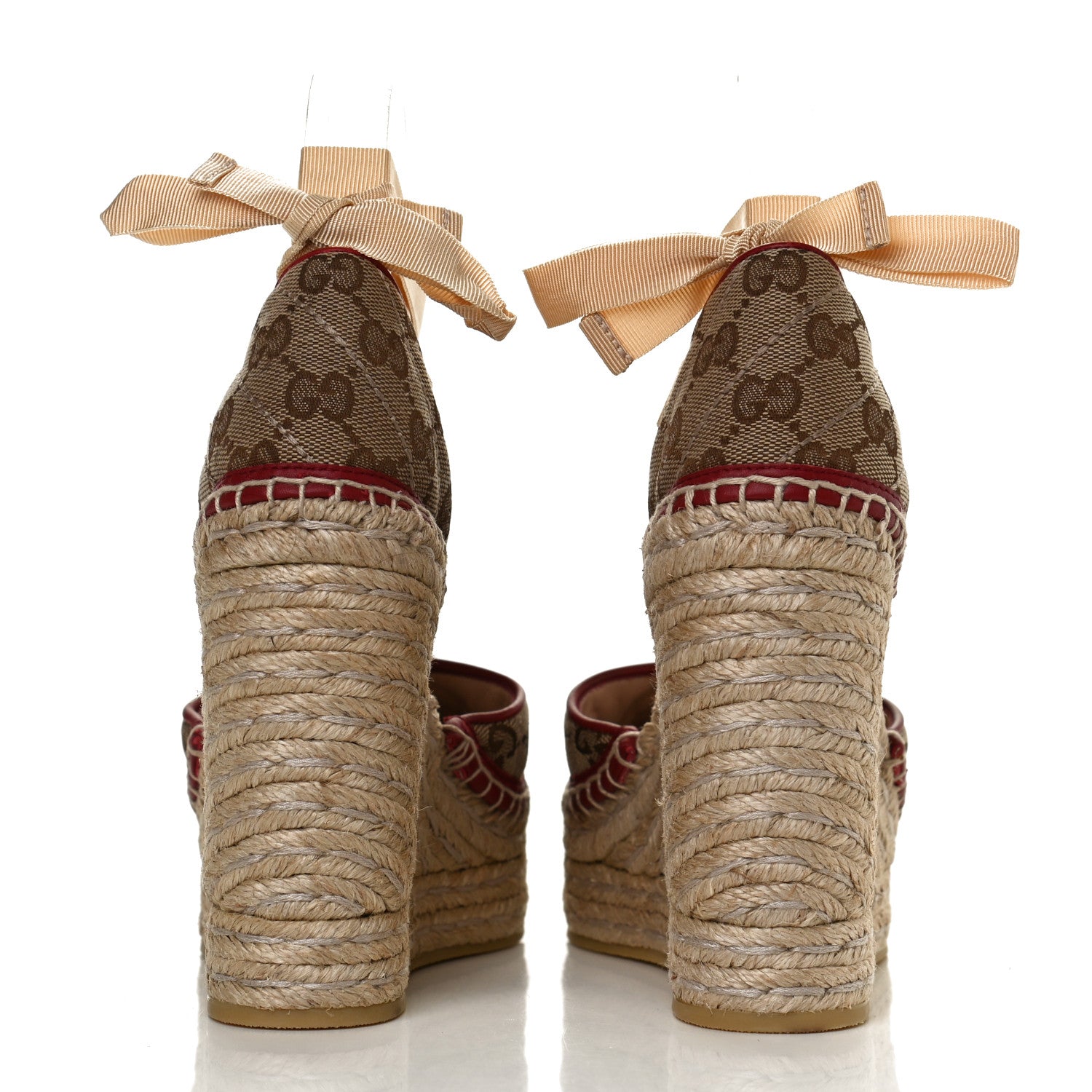 Gucci Monogram Matelasse GG Marmont Ankle Wrap Platform 35/120mm Espadrille Wedges 36 Beige Ebony New Cherry Red Sand Storm 6 of 12