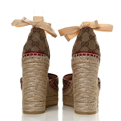 Gucci Monogram Matelasse GG Marmont Ankle Wrap Platform 35/120mm Espadrille Wedges 36 Beige Ebony New Cherry Red Sand Storm 6 of 12