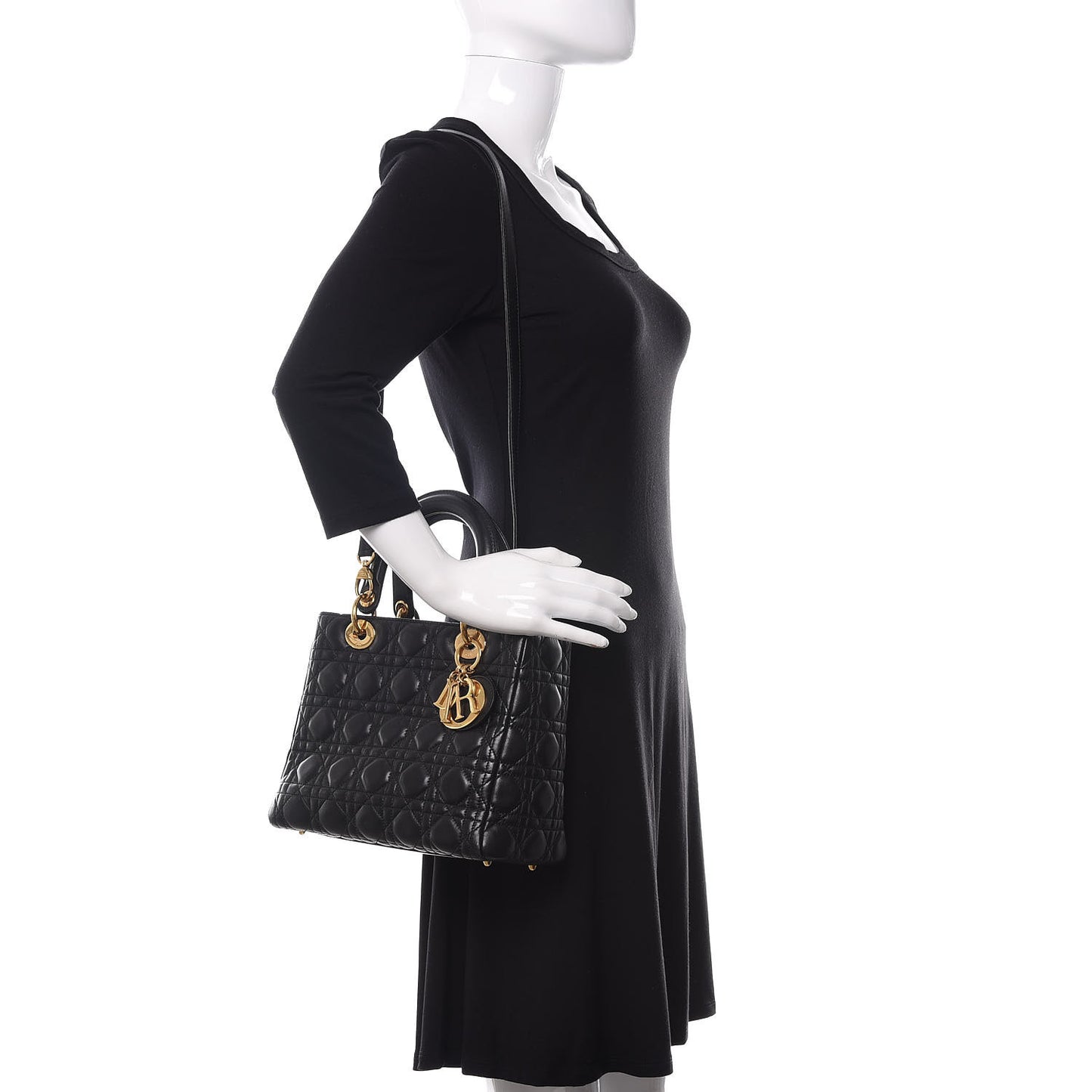 Lambskin Cannage Medium Lady Dior Black