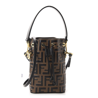Fendi Vitello Liberty F is Fendi Bi-Color FF 1974 Embossed Mini Mon Tresor Bucket Bag Maya Black 1 of 11