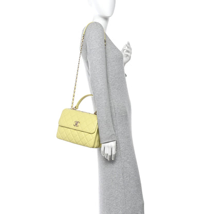 Chanel Lambskin Quilted Small Trendy CC Flap Dual Handle Bag Yellow 2 of 10