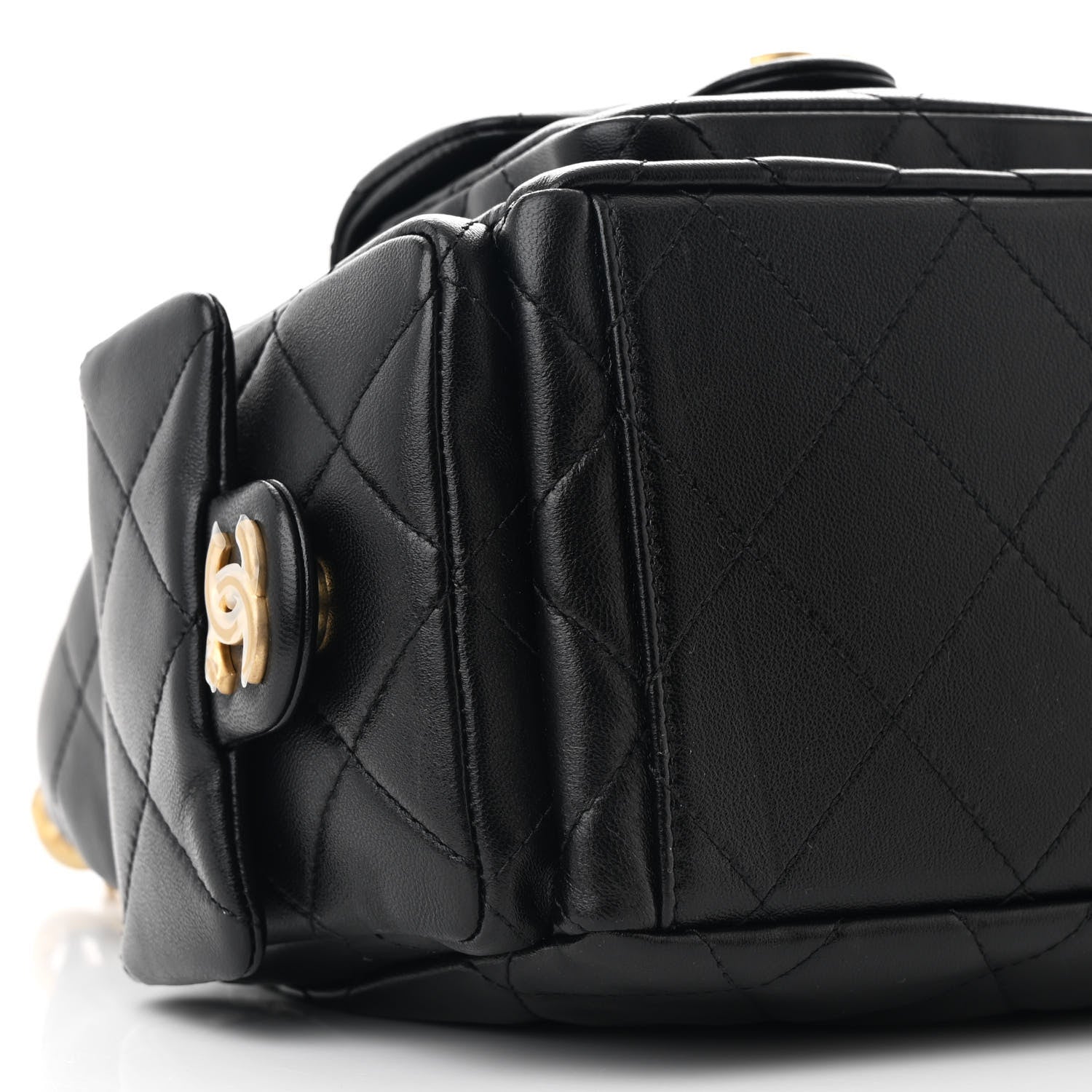 Chanel Shiny Lambskin Quilted Trendy Pockets Hobo Black 9 of 10