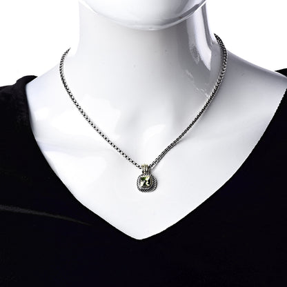 David Yurman Sterling Silver 14K Yellow Gold 7mm Peridot Albion Enhancer Pendant Necklace 2 of 6