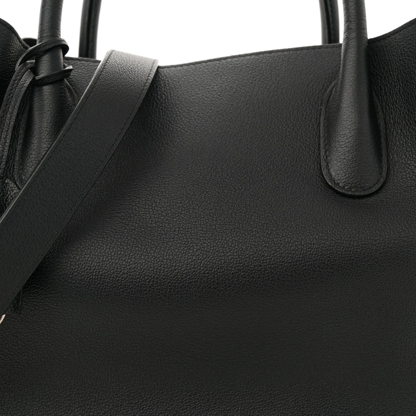 Supple Grained Calfskin Large Open Bar Tote Black