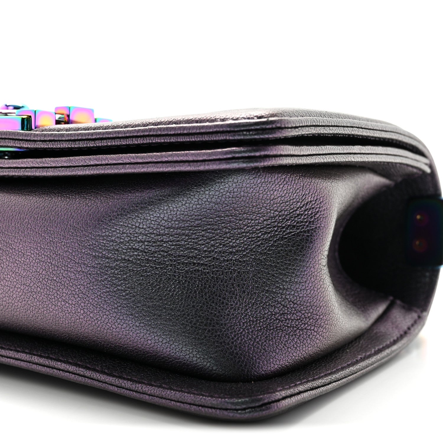 Chanel Iridescent Goatskin Quilted Small Boy Flap Purple 10 of 11
