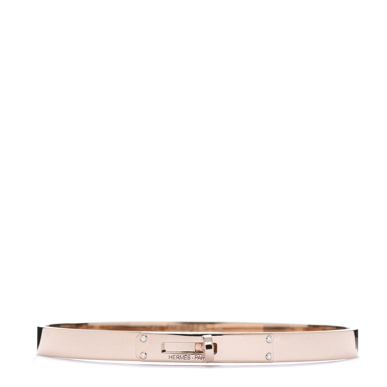 Hermes 18K Rose Gold Diamond PM Kelly Bracelet LG 1 of 5