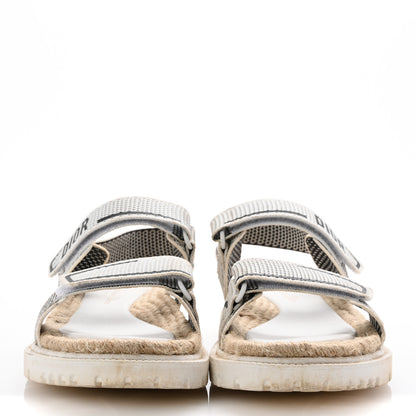 Christian Dior Technical Knit Jute Dioract 10mm Sandals 39.5 White Black 3 of 10